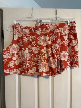 Old Navy NWT Linen Blend Floral Matching Set Top Shorts Red White Size Large L
